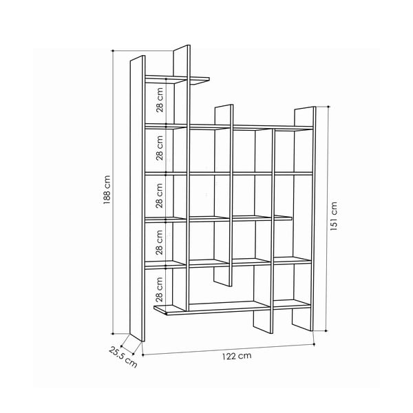 Natúr színű könyvespolc tölgyfa dekorral 122x188 cm Manco – Kalune Design-image-2