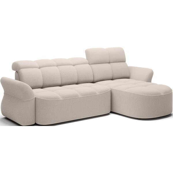 Bézs buklé kinyitható-tárolóhelyes sarokkanapé (jobb oldali-heverő résszel) Beneth – ELTAP-image-2