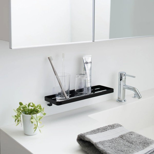 Matt fekete öntapadós acél fürdőszobai polc Film Hook – YAMAZAKI-image-1