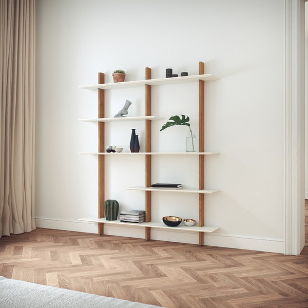 Fehér-natúr színű moduláris polcrendszer tölgyfa dekorral 162x190 cm Bridge – Tenzo-image-1