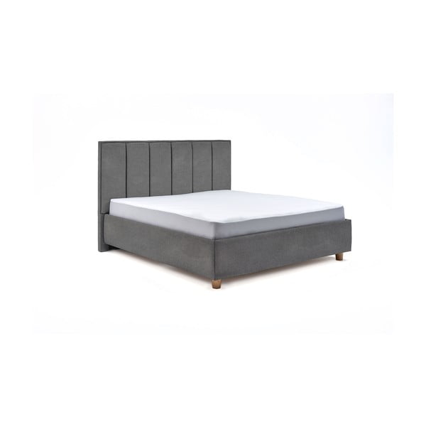 Wega világosszürke kétszemélyes ágy ágyráccsal és tárolóhellyel, 160 x 200 cm - AzAlvásért