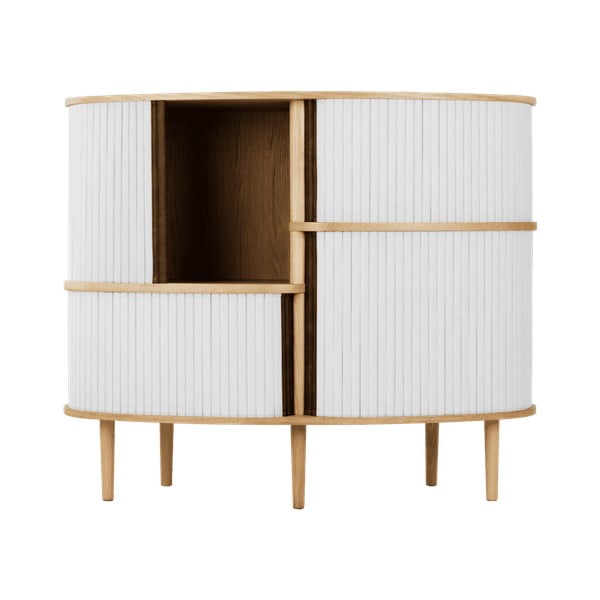 Szürke-natúr színű szekrény tolóajtóval, tölgyfa dekorral 120x100x50 cm Audacious – UMAGE-image-2