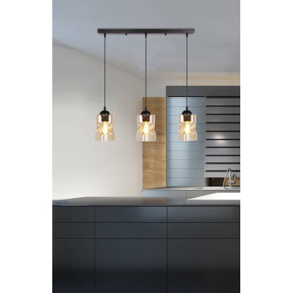 Fekete függőlámpa üveg búrával 10x62 cm Felis – Candellux Lighting-image-1