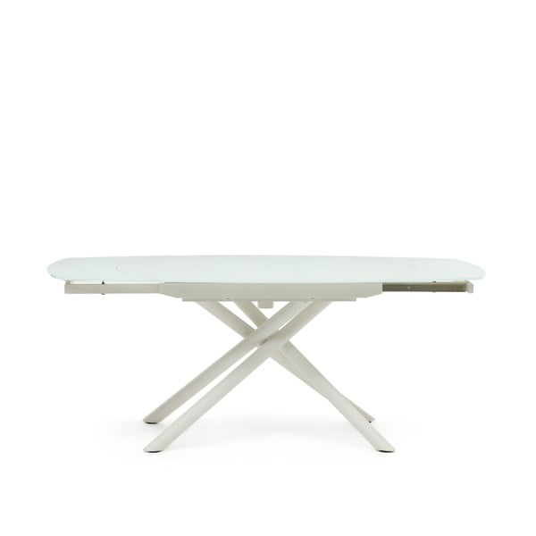 Fehér bővíthető étkezőasztal üveg asztallappal 100x130 cm Yodalia – Kave Home-image-3