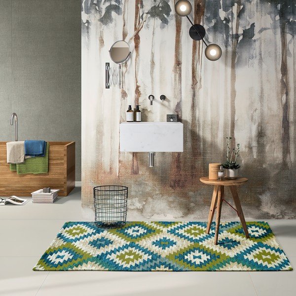 Zöld-kék mosható futószőnyeg 55x190 cm Avana Oasi – Floorita-image-1