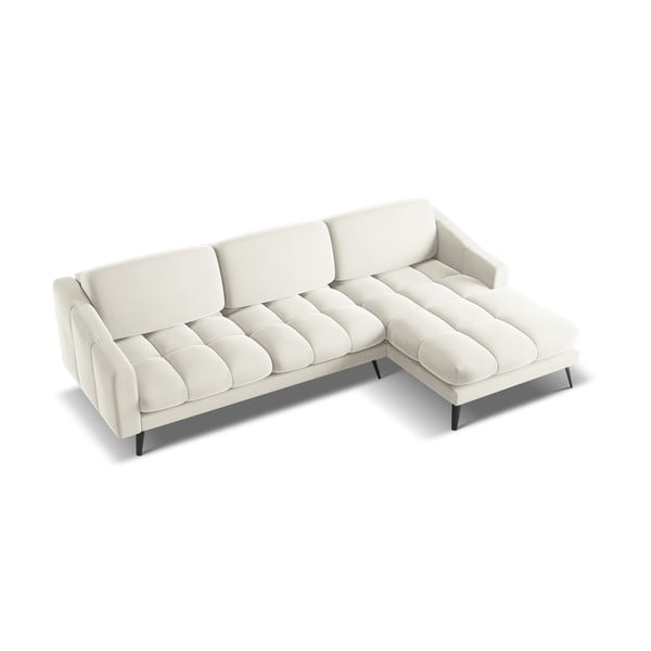 Krémszínű bársony sarokkanapé (jobb oldali) Nalu – Makamii-image-3