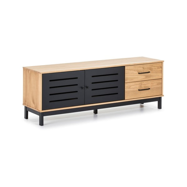 Alessia TV-komód fa konstrukcióval és fekete részletekkel - Marckeric-image-2