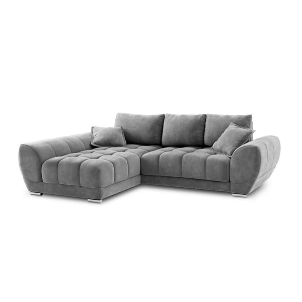 Nuage szürke kinyitható sarokkanapé bársony huzattal, bal oldali - Windsor & Co Sofas-image-2
