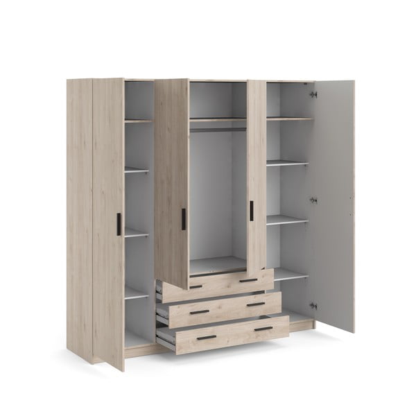 Natúr színű ruhásszekrény tölgyfa dekorral 196x200 cm Sprint – Tvilum-image-4