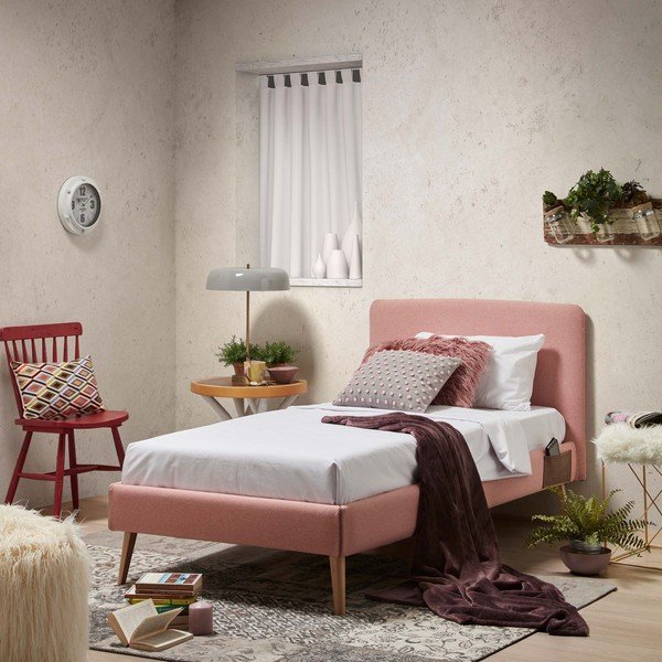 Rózsaszín kárpitozott ágytámla 108x76 cm Dyla – Kave Home-image-1