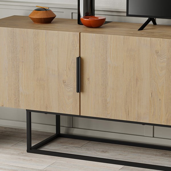 Natúr színű TV-állvány tölgyfa dekorral 200x55 cm Titan – Marckeric-image-4