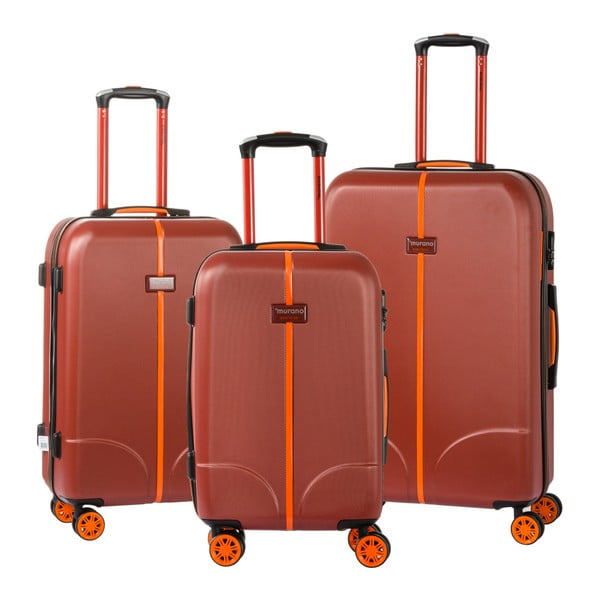Greece 3 darabos piros gurulós bőrönd készlet - Murano
