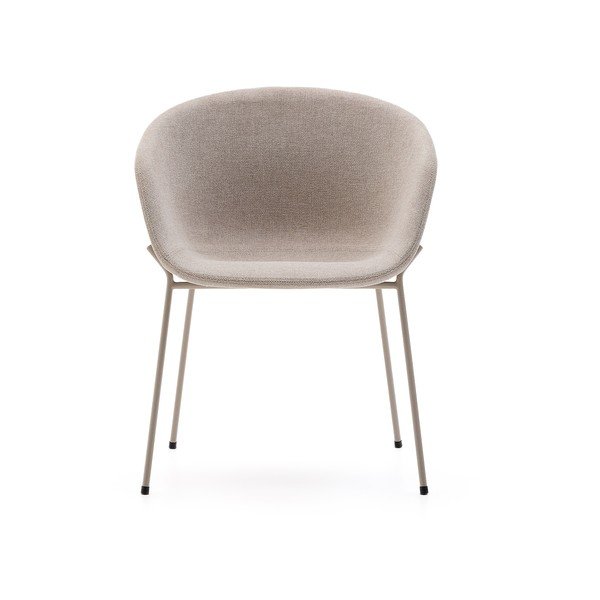 Bézs kárpitozott karfás étkezőfotel Yvette – Kave Home-image-3