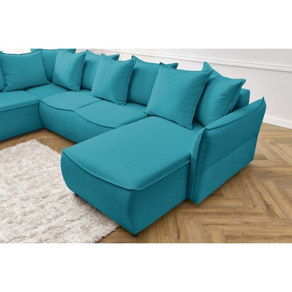 Türkiz kinyitható sarokkanapé (bal oldali) Leon – Bobochic Paris-image-1