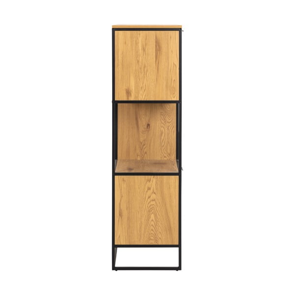 Fekete könyvespolc tölgyfa dekorral 85x141 cm Swindon - Actona-image-4