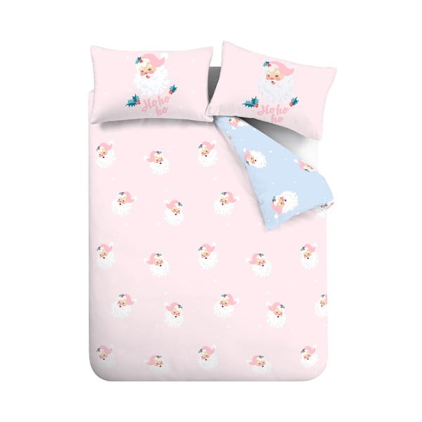 Rózsaszín kétszemélyes ágyneműhuzat 200x200 cm Vintage Christmas Santa – Catherine Lansfield