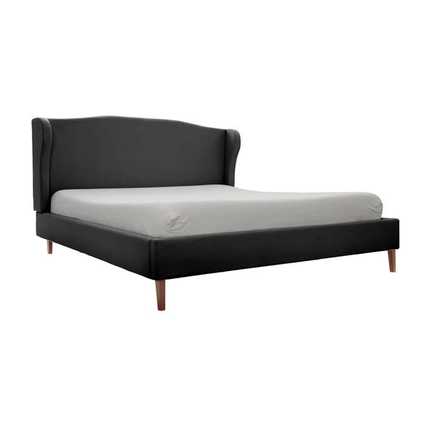 Windsor fekete ágy természetes lábakkal, 180 x 200 cm - Vivonita