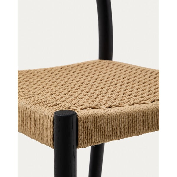 Fekete-natúr színű tölgyfa bárszék (ülésmagasság 65 cm) Yalia – Kave Home-image-2