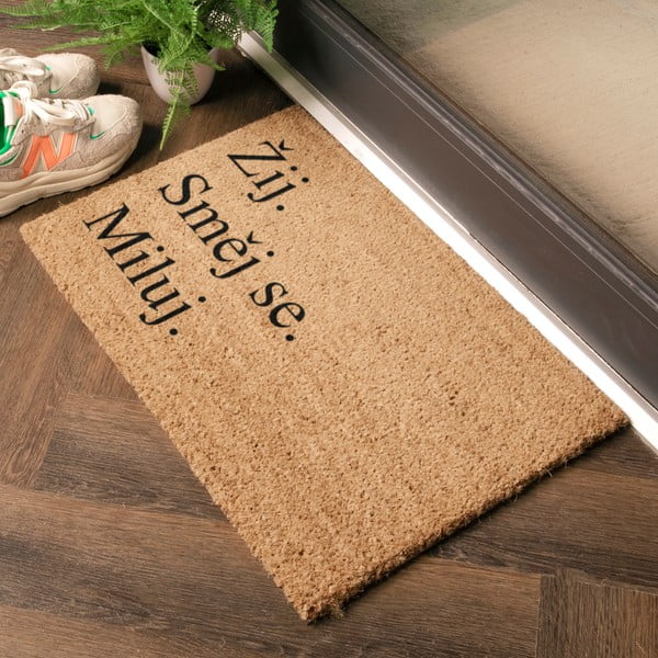Kókuszrost lábtörlő 40x60 cm Žij a Miluj – Artsy Doormats-image-1