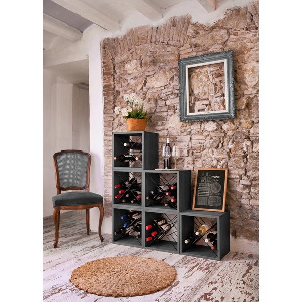 Fekete bortartó polcos állvány, palackok száma 12 – Compactor-image-1