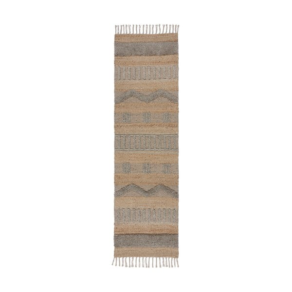 Világosszürke-natúr színű futószőnyeg 60x230 cm Medina – Flair Rugs
