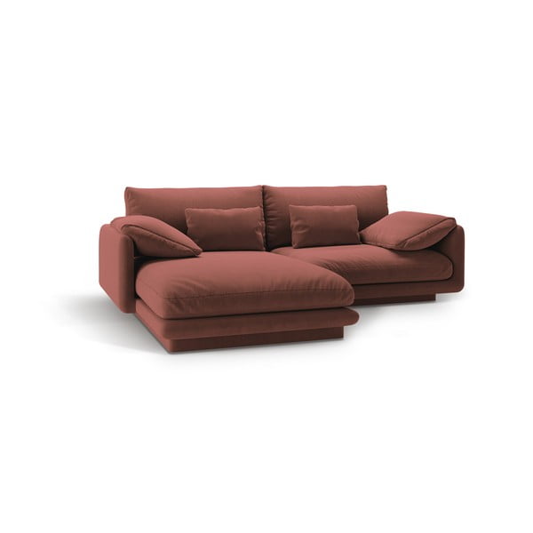 Rózsaszín bársony sarokkanapé (bal oldali-heverő résszel) Torino – Micadoni -image-2