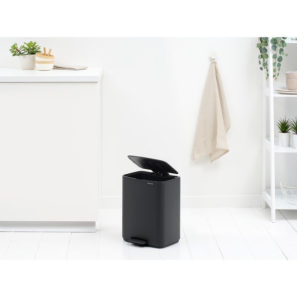 Sötétszürke acél pedálos szemetes 12 l Bo – Brabantia-image-1