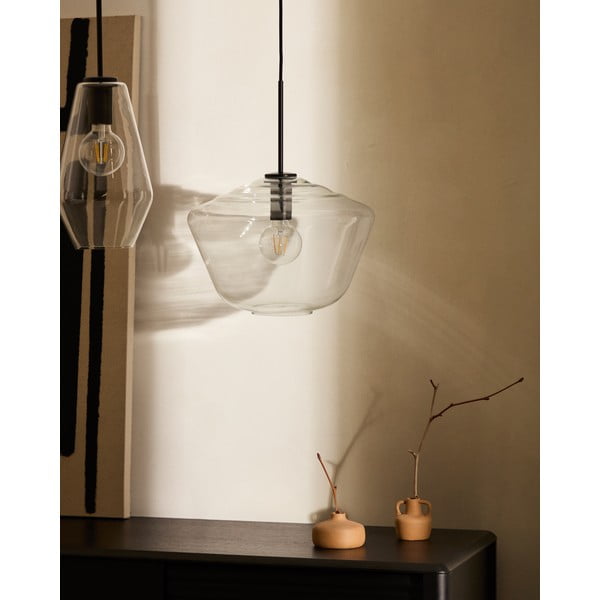 Fekete függőlámpa üveg búrával ø 17 cm Mao – Kave Home-image-2