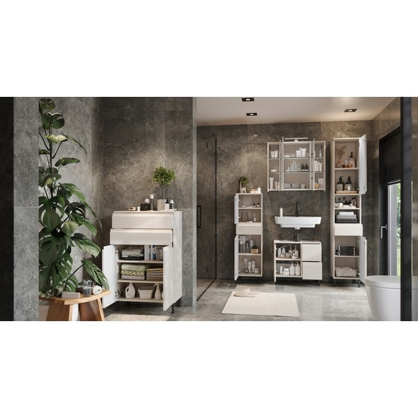 Krémszínű alacsony mosdó alatti szekrény 60x56 cm Salinas – Germania-image-1