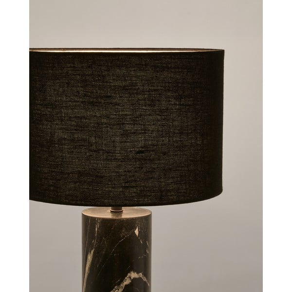 Fekete márvány asztali lámpa textil búrával (magasság 57 cm) Vex – Kave Home-image-2