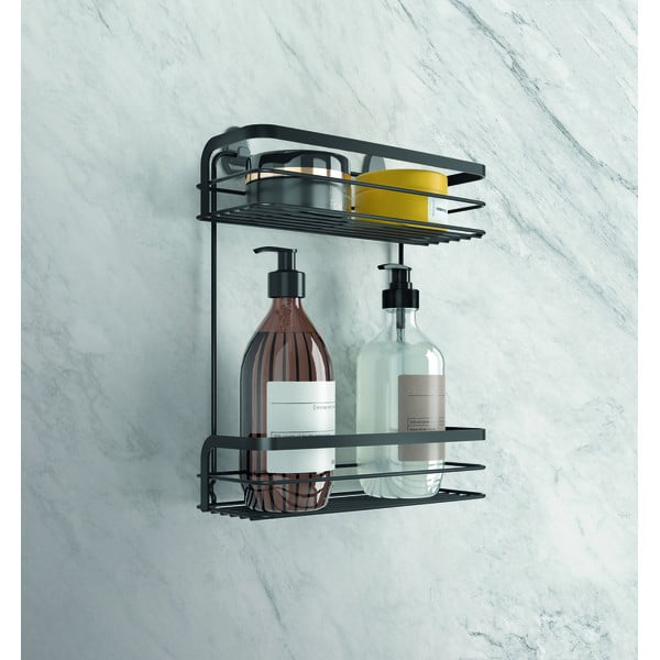 Origin Lava fekete kétszintes fürdőszobai polc - Metaltex-image-2