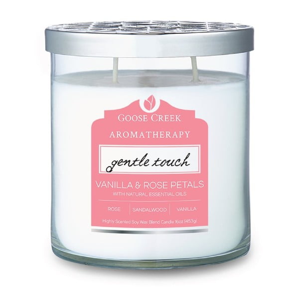 Vanilla & Rose Petals illatgyertya üvegben, égési idő 60 óra - Goose Creek