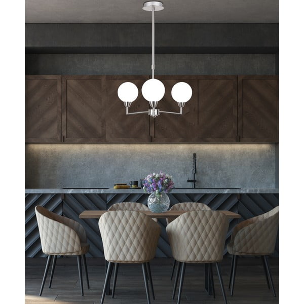 Ezüstszínű függőlámpa üveg búrával Logos – Candellux Lighting-image-1