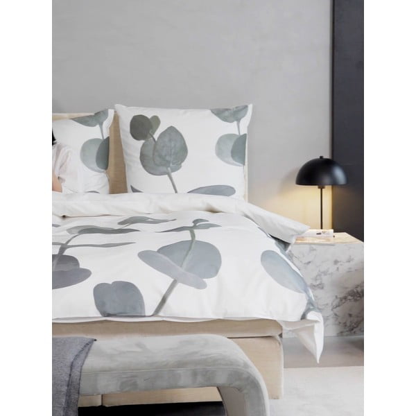 Fehér pamut-perkál ágyneműhuzat 200x135 cm Eukalyptus - Westwing Collection-image-4