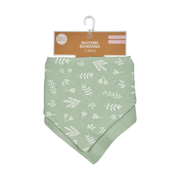 Zöld muszlin nyálfogó készlet 2 db-os – Bébé Douceur-image-4