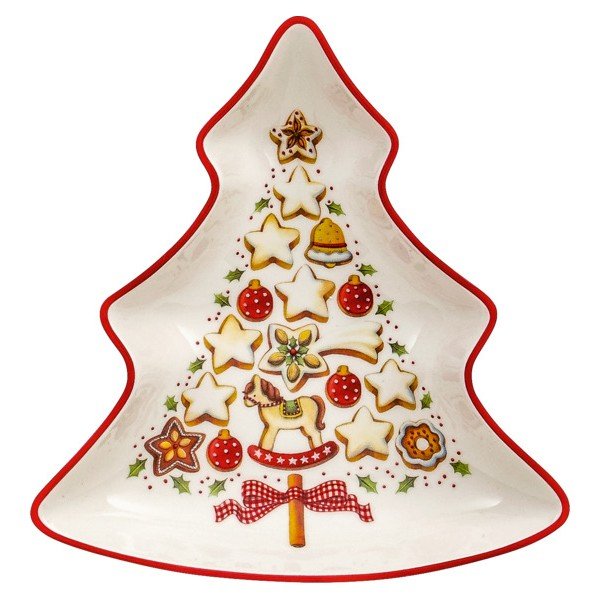 Tree piros-fehér porcelán karácsonyfa alakú szervírozó tál, 17,5 x 16,5 cm - Villeroy & Boch-image-2