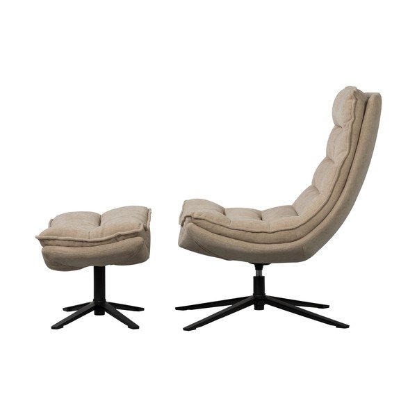 Natúr színű forgó zsenília fotel lábtartóval Kube – WOOOD-image-2