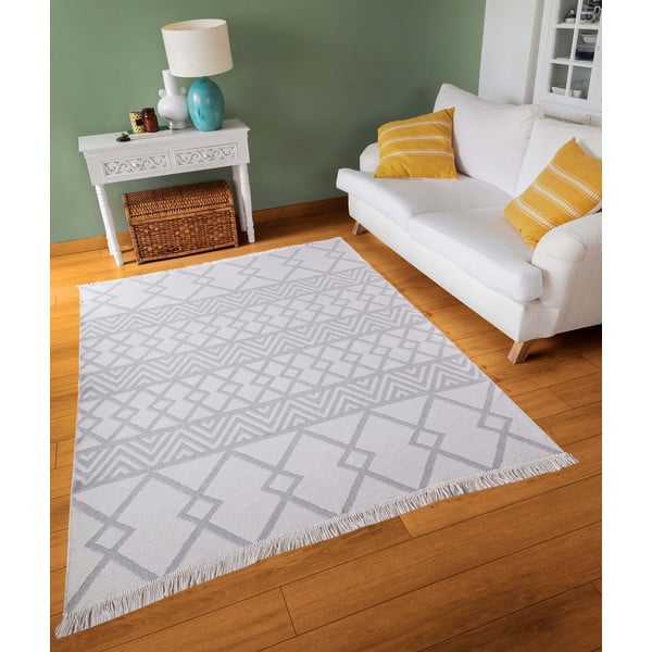 Duo fehér-szürke pamut szőnyeg, 160 x 230 cm - Oyo home-image-1