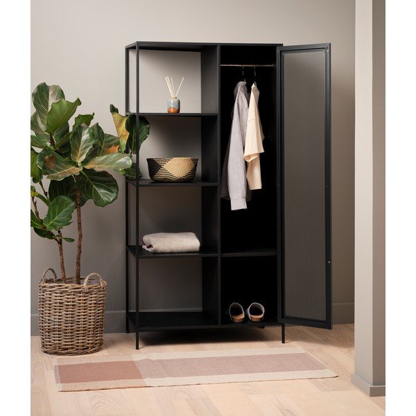 Fekete fém könyvespolc 90x180 cm Malibu – Unique Furniture-image-1