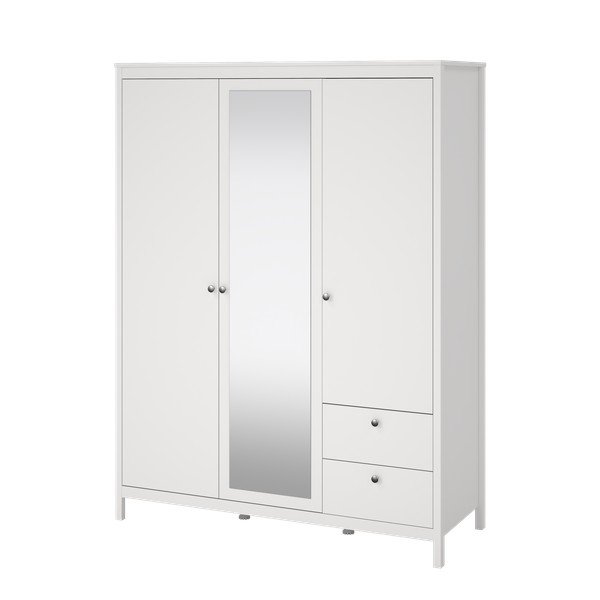 Fehér ruhásszekrény tükörrel 150x199x58 cm Madrid – Tvilum-image-4