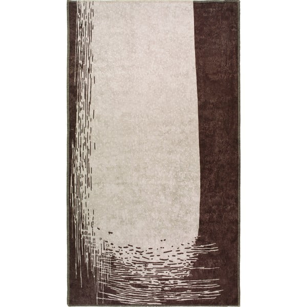 Krémszínű-sötétbarna mosható szőnyeg 80x50 cm - Vitaus