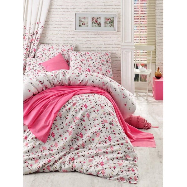 Flomar Pink ágytakaró lepedővel és huzattal, 160 x 235 cm