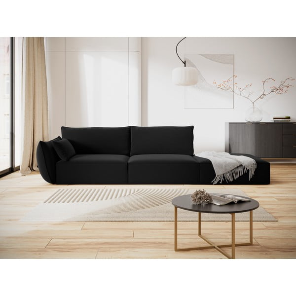 Fekete bársony kanapé, bal oldali 264 cm Vanda – Mazzini Sofas-image-1