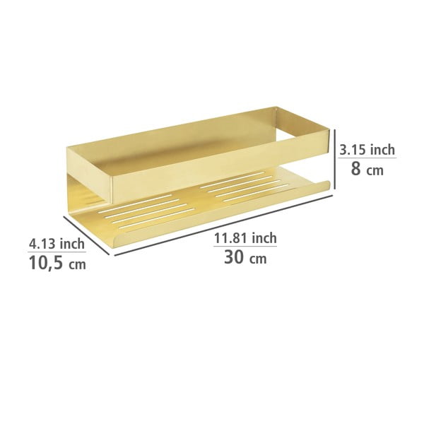 Aranyszínű öntapadós rozsdamentes acél fürdőszobai polc Genova – Wenko-image-3