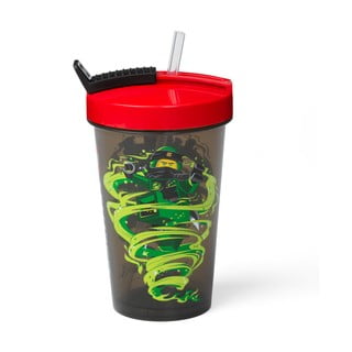 Ninjago zöld pohár piros fedéllel és szívószállal, 500 ml - LEGO®