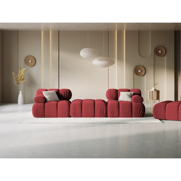 Piros bársony sarokkanapé Bellis – Micadoni Home-image-1