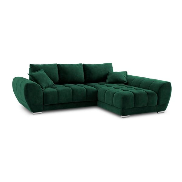 Nuage palackzöld kinyitható sarokkanapé bársony kárpittal, jobb oldali - Windsor & Co Sofas-image-2