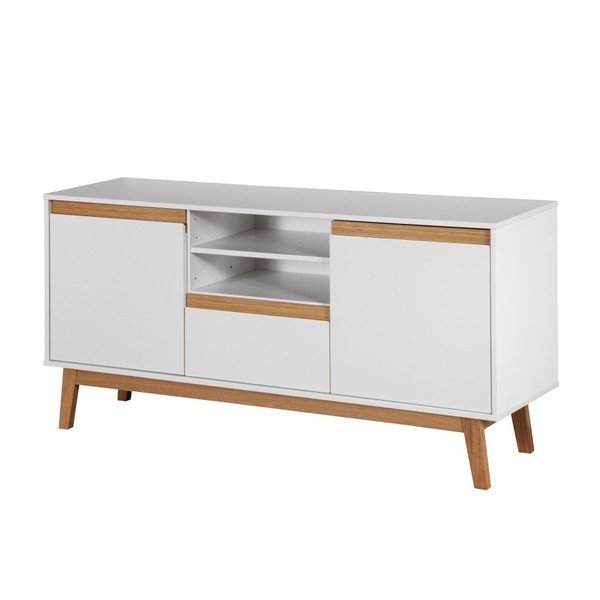 Ontur 12 fehér komód lábakkal és fa részletekkel - Dřevotvar-image-1