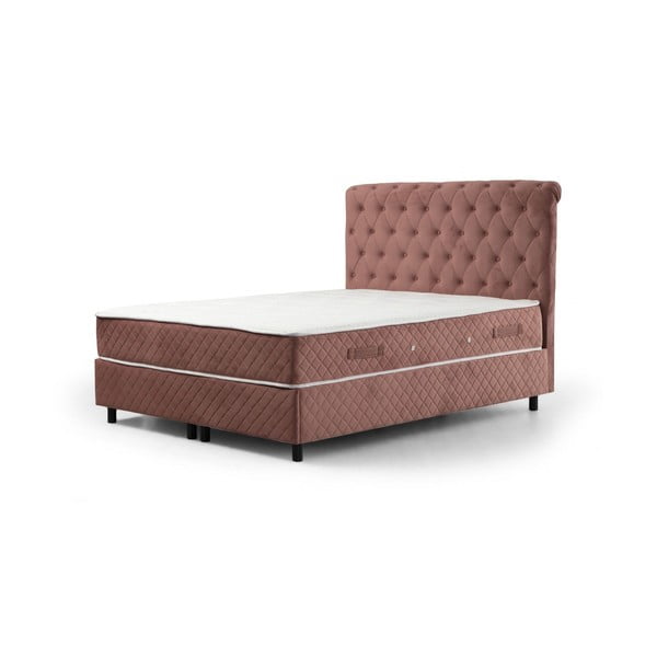 Rózsaszín ágyneműtartós boxspring ágy 160x200 cm Sonata – Kalune Design