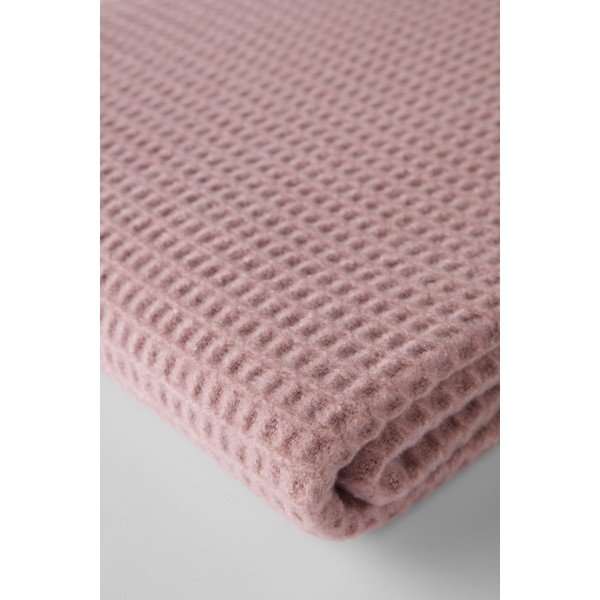 Rózsaszín pamutkeverék takaró 140x180 cm Basics Waffle – Euromant-image-3